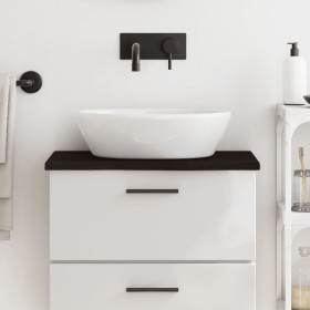 Encimera baño madera maciza tratada marrón oscuro 60x30x2 cm