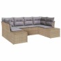 Conjunto de sofá de jardín con cojín 6 pcs Beige Poliratán