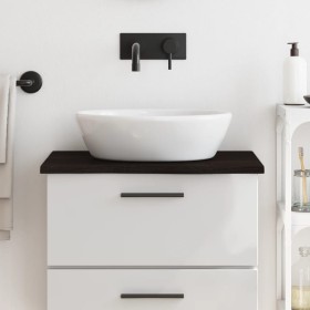 Encimera baño madera maciza tratada marrón oscuro 60x50x2 cm