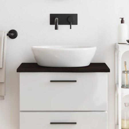 Encimera baño madera maciza tratada marrón oscuro 60x50x2 cm