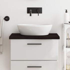 Encimera baño madera maciza tratada marrón oscuro 60x50x(2-4)cm