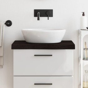 Encimera de baño madera tratada marrón oscuro 60x60x(2-6) cm