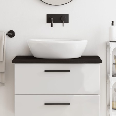 Encimera baño madera maciza tratada marrón oscuro 80x40x2 cm