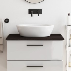 Encimera baño madera maciza tratada marrón oscuro 80x50x2 cm