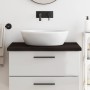 Encimera baño madera maciza tratada marrón oscuro 80x60x(2-4)cm