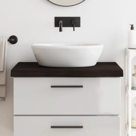 Encimera baño madera maciza tratada marrón oscuro 80x60x(2-6)cm