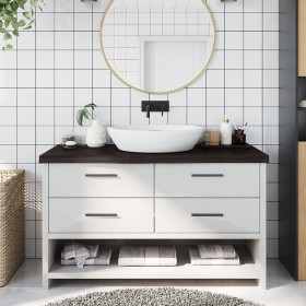 Encimera de baño madera tratada marrón oscuro 100x30x(2-6) cm