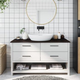 Encimera baño madera maciza tratada marrón oscuro 100x40x2 cm