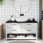 Encimera de baño madera tratada marrón oscuro 100x40x(2-4) cm