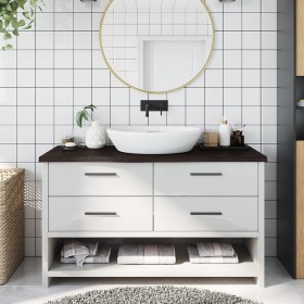 Encimera de baño madera tratada marrón oscuro 100x40x(2-4) cm