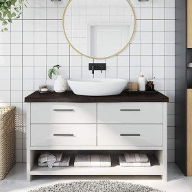 Encimera de baño madera tratada marrón oscuro 100x40x(2-6) cm