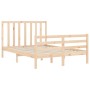 Bed frame with solid wood headboard 120x200 cm by vidaXL, Beds and slatted bases - Ref: Foro24-3193786, Price: 114,18 €, Disc...