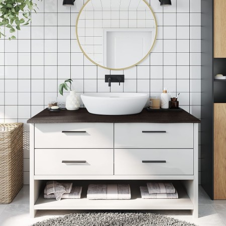 Encimera baño madera maciza tratada marrón oscuro 100x50x2 cm