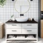Encimera de baño madera tratada marrón oscuro 100x50x(2-4) cm