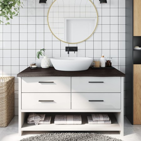 Encimera de baño madera tratada marrón oscuro 100x50x(2-4) cm