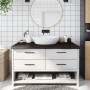 Encimera de baño madera tratada marrón oscuro 100x50x(2-6) cm