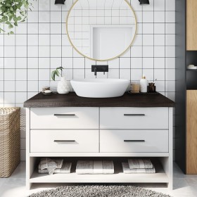Encimera de baño madera tratada marrón oscuro 100x50x(2-6) cm
