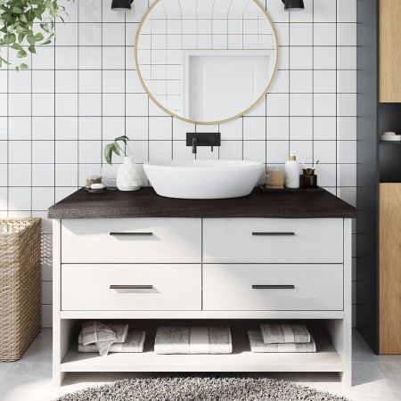 Encimera de baño madera tratada marrón oscuro 100x50x(2-6) cm
