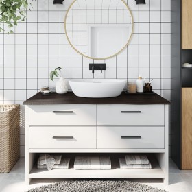 Encimera baño madera maciza tratada marrón oscuro 100x60x2 cm