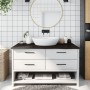 Encimera baño madera maciza tratada marrón oscuro 100x60x2 cm
