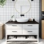 Encimera de baño madera tratada marrón oscuro 100x60x(2-4) cm