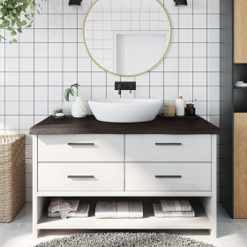 Encimera de baño madera tratada marrón oscuro 100x60x(2-6) cm