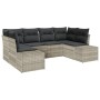 Conjunto de sofá de jardín con cojín 6 pcs Gris claro Poliratán