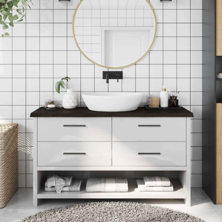Encimera de baño madera tratada marrón oscuro 120x40x(2-4) cm