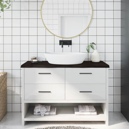 Encimera de baño madera tratada marrón oscuro 120x50x(2-4) cm