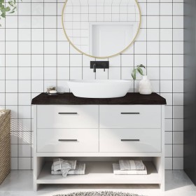 Encimera de baño madera tratada marrón oscuro 120x50x(2-6) cm