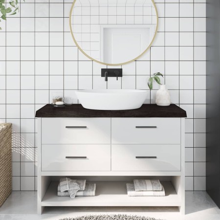 Encimera de baño madera tratada marrón oscuro 120x50x(2-6) cm