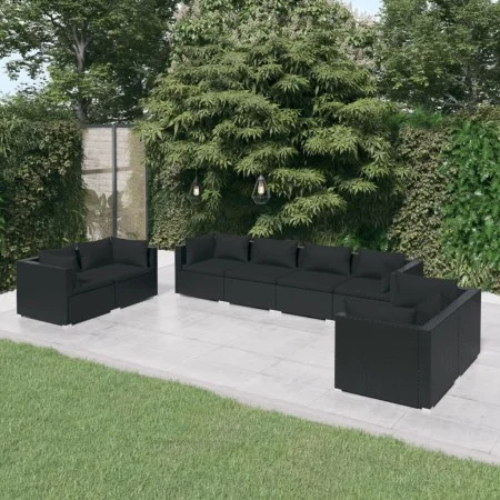 8-teiliges Gartenmöbel-Set und schwarze synthetische Rattankissen von vidaXL, Gartensets - Ref: Foro24-3102280, Preis: 965,46...