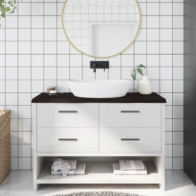 Encimera de baño madera tratada marrón oscuro 120x60x(2-4) cm