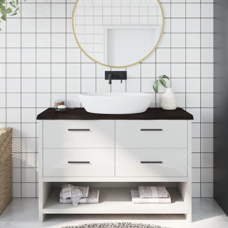 Encimera de baño madera tratada marrón oscuro 120x60x(2-4) cm