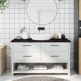 Encimera de baño madera tratada marrón oscuro 140x40x(2-4) cm