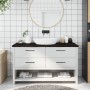 Encimera de baño madera tratada marrón oscuro 140x40x(2-4) cm