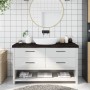 Encimera de baño madera tratada marrón oscuro 140x40x(2-6) cm