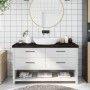 Encimera de baño madera tratada marrón oscuro 140x50x(2-6) cm