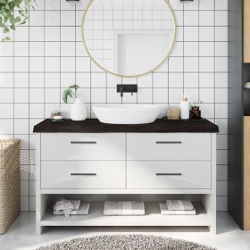 Encimera de baño madera tratada marrón oscuro 140x50x(2-6) cm