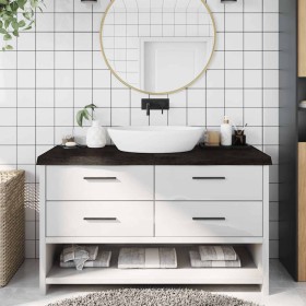 Encimera de baño madera tratada marrón oscuro 140x60x(2-6) cm