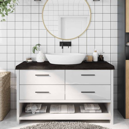 Encimera de baño madera tratada marrón oscuro 140x60x(2-6) cm