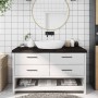 Encimera de baño madera tratada marrón oscuro 140x60x(2-6) cm