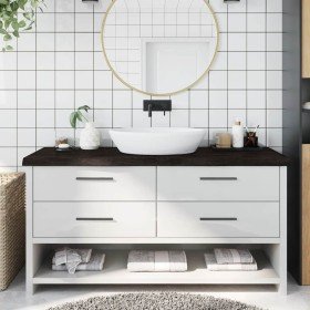 Encimera de baño madera tratada marrón oscuro 160x50x(2-6) cm