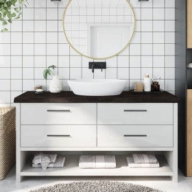 Encimera de baño madera tratada marrón oscuro 160x60x(2-6) cm