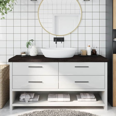 Encimera de baño madera tratada marrón oscuro 160x60x(2-6) cm