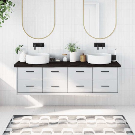 Encimera de baño madera tratada marrón oscuro 180x40x(2-6) cm