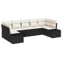 Conjunto de sofá de jardín con cojín 7 pcs Negro Poliratán