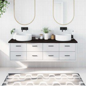 Encimera de baño madera tratada marrón oscuro 180x50x(2-4) cm