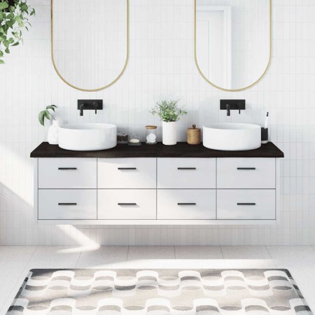 Encimera de baño madera tratada marrón oscuro 180x50x(2-4) cm