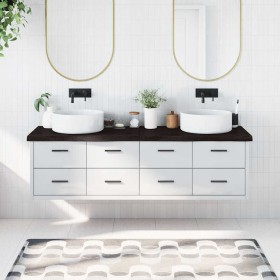 Encimera de baño madera tratada marrón oscuro 180x50x(2-6) cm